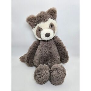 Jellycat London Medium Bashful‎ Raccoon 12" Plush Stuffed Animal Gray Stripe Toy
